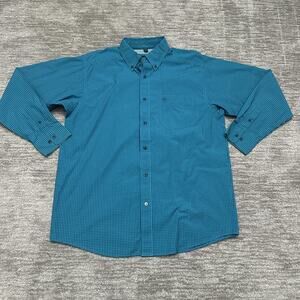 Ariat Pro Series Shirt Mens Large Blue Check Button Down Long Sleeve Western